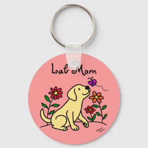 Geel lab mam en groen sleutelhanger