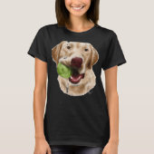 Geel lab met een groene bal t-shirt (Voorkant)
