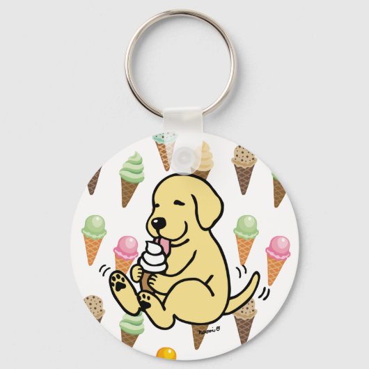 Geel lab met ijskap sleutelhanger (Voorkant)