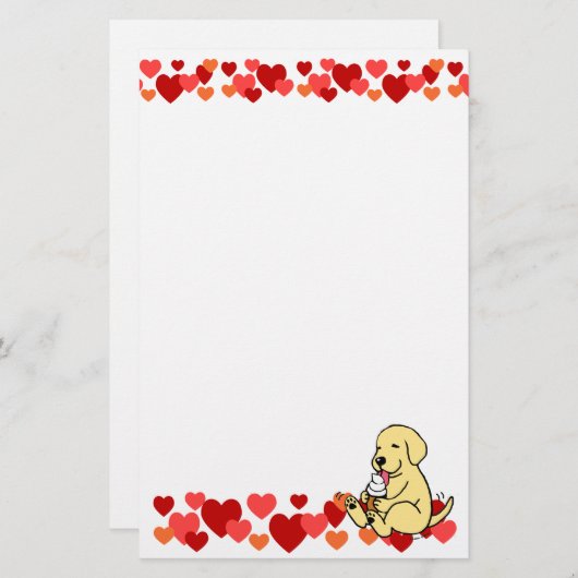 Geel lab met ijskruid briefpapier (Voorkant / Achterkant)