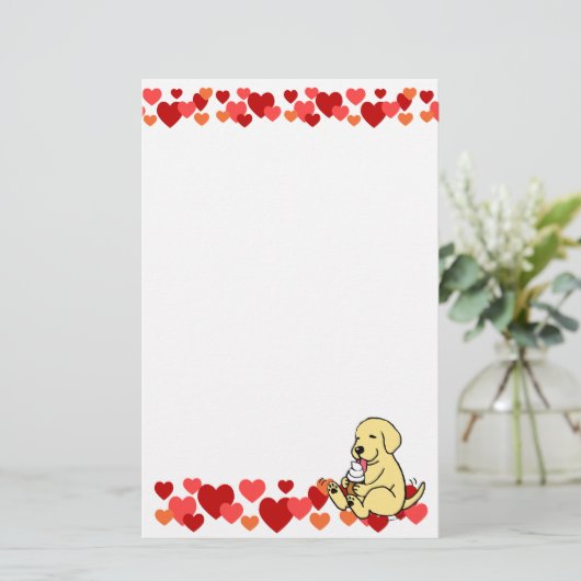 Geel lab met ijskruid briefpapier (Staand voorkant)