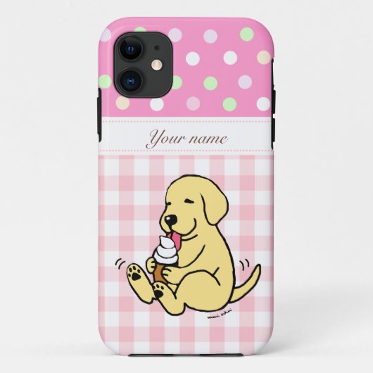 Geel lab met ijsscheercrème-Cartoon Case-Mate iPhone Case (Achterkant)