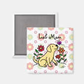Geel Lab Moeder & Groene Bloemen Magneet (Voorkant / Achterkant)