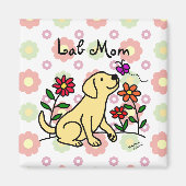 Geel Lab Moeder & Groene Bloemen Magneet (Voorkant)