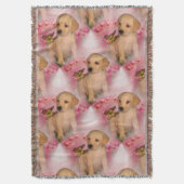 Geel lab Puppy Butterflies Dog Patroon Deken (Voorkant Verticaal)
