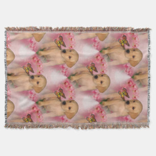 Geel lab Puppy Butterflies Dog Patroon Deken