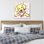 Geel Lab Puppy Ice Cream Canvas Afdruk (Insitu (Slaapkamer))