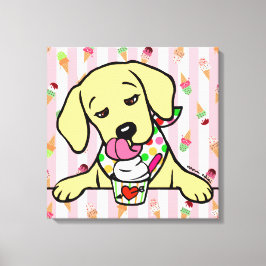 Geel Lab Puppy Ice Cream Canvas Afdruk