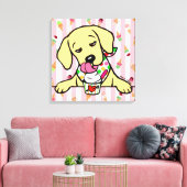 Geel Lab Puppy Ice Cream Canvas Afdruk (Insitu (Woonkamer))