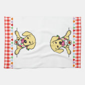 Geel lab Puppy Ice Cream Theedoek (Horizontaal)