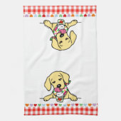 Geel lab Puppy Ice Cream Theedoek (Verticaal)