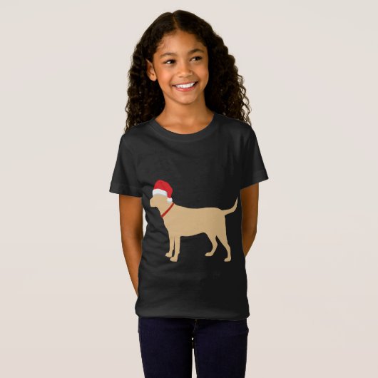 Geel Lab Santa Hat Schattige Labrador kerstcadeau T-shirt (Voorkant volledig)