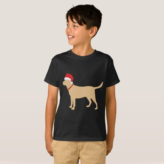 Geel Lab Santa Hat Schattige Labrador kerstcadeau T-shirt (Voorkant volledig)