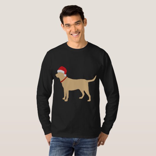Geel Lab Santa Hat Schattige Labrador kerstcadeau T-shirt (Voorkant volledig)