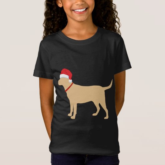 Geel Lab Santa Hat Schattige Labrador kerstcadeau T-shirt (Voorkant)