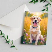 Geel Lab Schilderij Labrador Retriever Hond Briefkaart