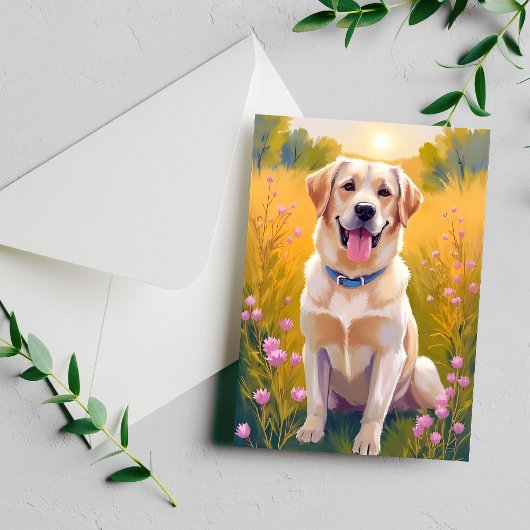 Geel Lab Schilderij Labrador Retriever Hond Briefkaart