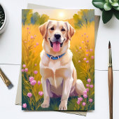 Geel Lab Schilderij Labrador Retriever Hond Briefkaart