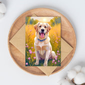 Geel Lab Schilderij Labrador Retriever Hond Briefkaart