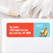 Geel lab Sneeuw Sled Moderne Kerstmis Etiket (Insitu)