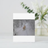 Geel lab spelen in verse wintersneeuw briefkaart (Staand voorkant)