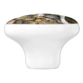 Geel lab, waterhond in een kreek keramische knop (Zijkant)