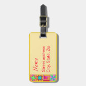 Geel Label van de Quilt Block Luggage of naaimachi Bagagelabel (Voorkant verticaal)