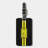 Geel Label Zwart RS Monogrammed Bagagelabel (Voorkant verticaal)