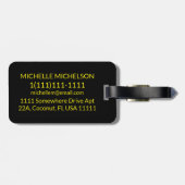 Geel Label Zwart RS Monogrammed Bagagelabel (Achterkant horizontaal)