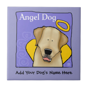 Geel laboratorium Dog Angel Personaliseert keramis Tegeltje
