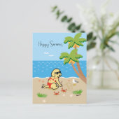 Geel Labrador Bikini Girl Happy Summer Briefkaart (Staand voorkant)