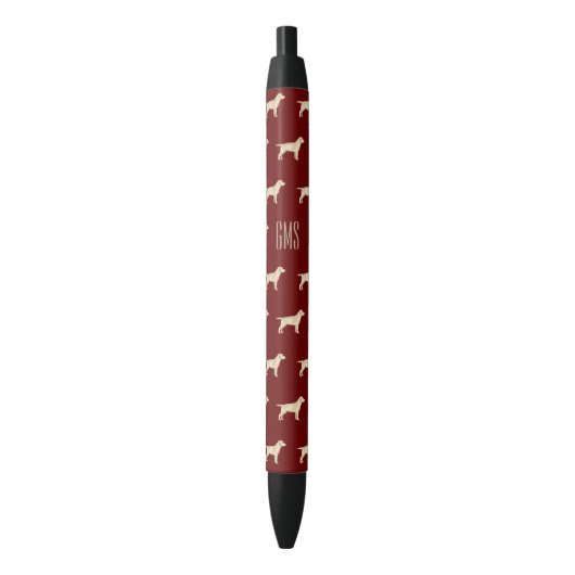 Geel labrador Dogs Pattern Monogramed Zwarte Inkt Pen (Voorkant Verticaal)