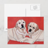 Geel labrador Duo schilderen Briefkaart (Voorkant / Achterkant)