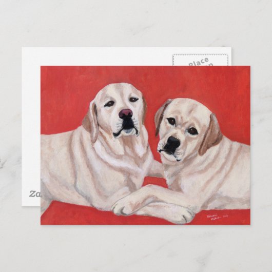 Geel labrador Duo schilderen Briefkaart (Voorkant / Achterkant)