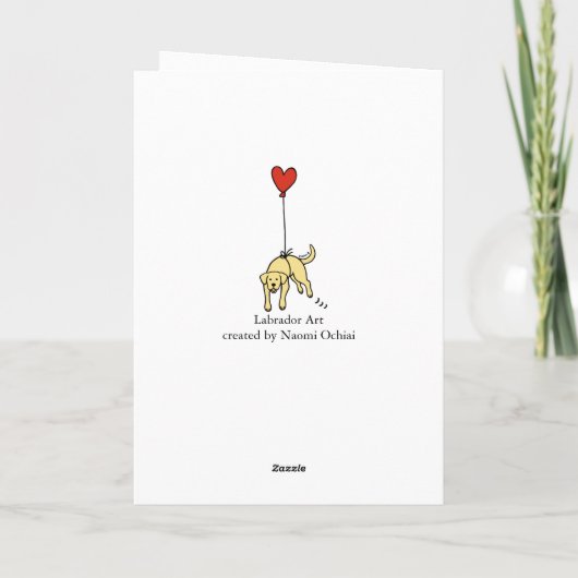 Geel Labrador hartballon Valentijn Feestdagen Kaart (Achterkant)
