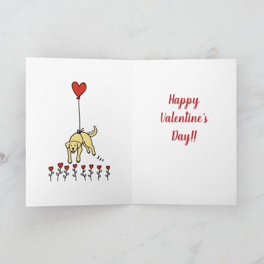 Geel Labrador hartballon Valentijn Feestdagen Kaart (Binnen)