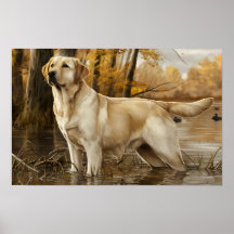 Geel Labrador jacht Poster, eendenjagers