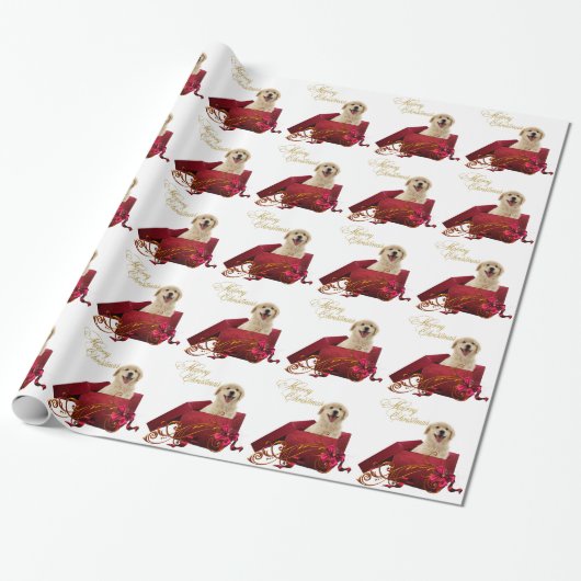 Geel Labrador Kerst Inpakpapier (Uitgerold)