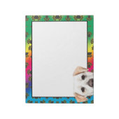 Geel labrador kleurig hondpawpatroon notitieblok (Linkerzijde)