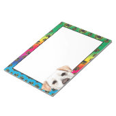 Geel labrador kleurig hondpawpatroon notitieblok (Schuin)