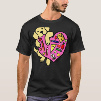 Geel labrador leraar hart t-shirt