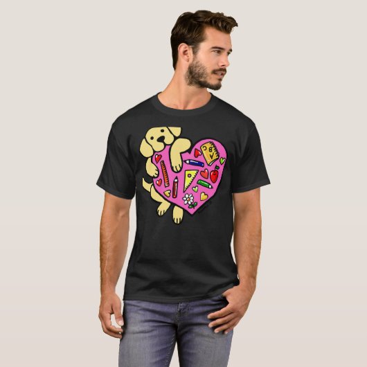 Geel labrador leraar hart t-shirt (Voorkant volledig)