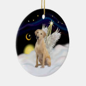 Geel labrador Retriever Angel-keramisch Ornament (Rechts)