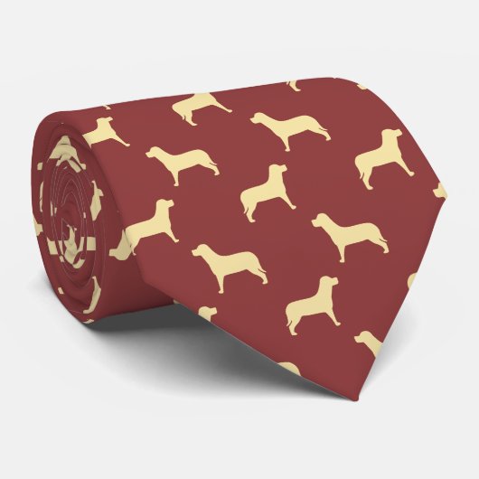 Geel labrador Retriever Dog Pattern (rood) Stropdas (Opgerold)