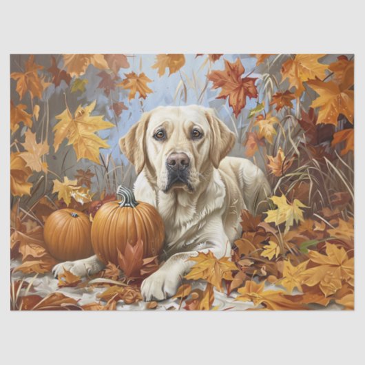 Geel Labrador Retriever Herfst Decoupage Tissuepapier (Voorkant)