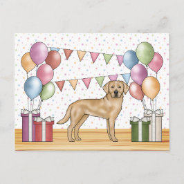 Geel Labrador Retriever Hond Kleurrijke Verjaardag Briefkaart