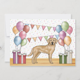 Geel Labrador Retriever Hond Kleurrijke Verjaardag Kaart