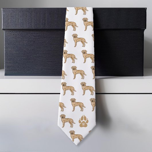Geel Labrador Retriever Patroon Aangepast Monogram Stropdas