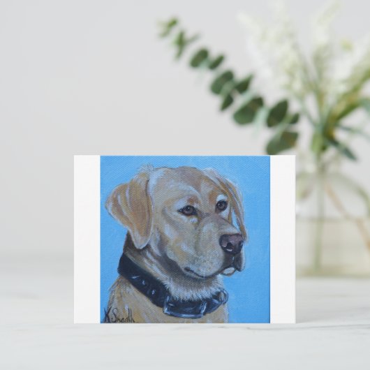 Geel labrador schilderen briefkaart (Staand voorkant)