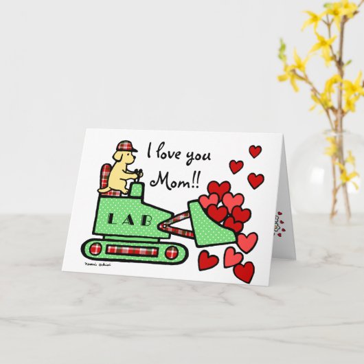 Geel Labrador stal Uw Moederdag van het Hart Kaart (Gele Bloem)